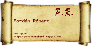 Pordán Róbert névjegykártya